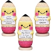 Wavwavw 3 Pcs Teacher Appreciation Gifts Positive Flower Handmade Crochet Doll Thank You for Helping Me Grow Gift for Women Teacher Appreciation Week End Year(Pencil)