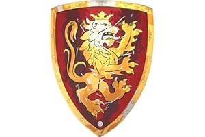 Liontouch Noble Knight Shield, Red/Small | Medieval Pretend Play Foam Toy for Children with Golden Lion Theme | Safe Weapons & Battle Armor for Dress Up & Costumes