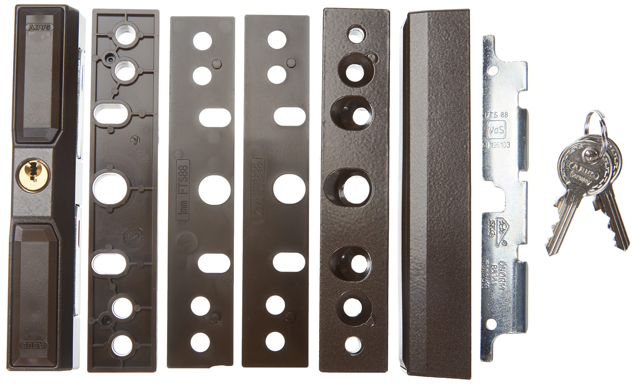 ABUS FTS88 Window Lock with 2 Clawing Steel Latches, Various Locking ABUS Security Level 9 – 35231 – Brown