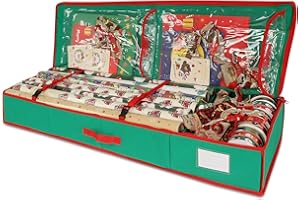 bruwaa Christmas Wrapping Paper Organizer Storage Bag Containers Interior Pockets 41" Fits Up to 27 Rolls 3/8” Diam, Green