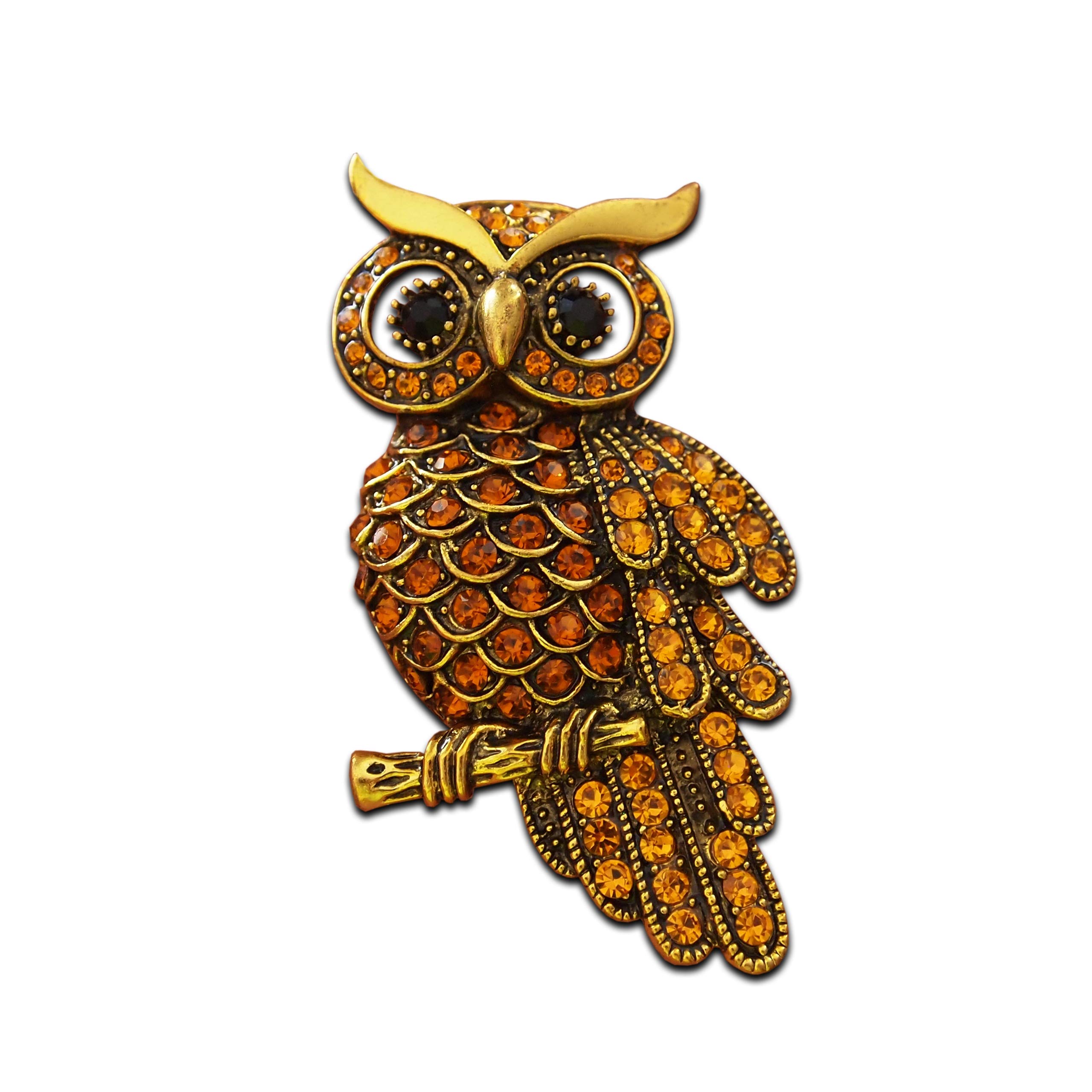Seraphis Brown Owl Brooch Rhinestone Vintage Badge Crystal Pin Brooches for Women Men
