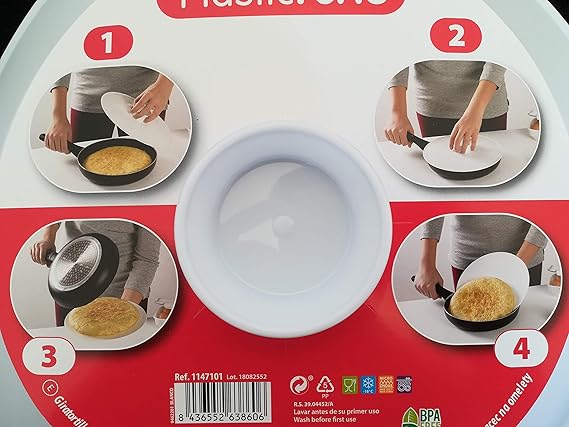 LCQI Tapa Volteatortillas Dar Vuelta Gira Tortilla Patata (Blanca ...