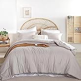 weigelia Queen Comforter Set 7 Pieces Bed Comforter Linen Grey Comforter Queen Size Bed in a Bag Queen Bedding Set with Fitted Sheets, Flat Sheets, Pillow Shams, and Pillowcases