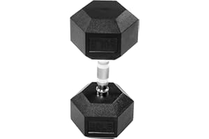 Fitvids Rubber Encased Exercise & Fitness Hex Dumbbell, Hand Weights with Anti-Slip Metal Handle for Home Gym, Multiple Sizes