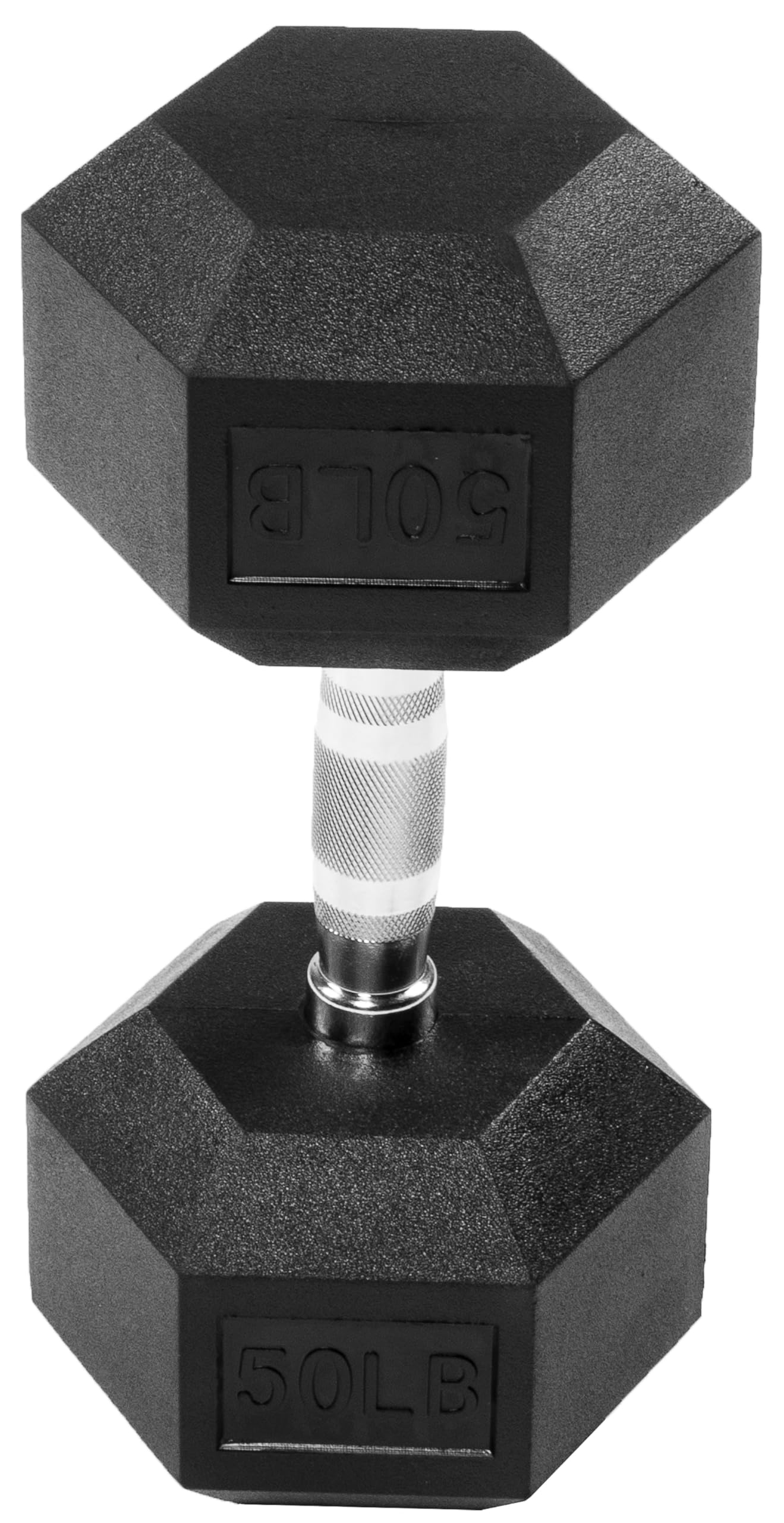 Fitvids Rubber Encased Hex Dumbbell, 50LB Single Image