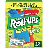 Fruit Roll-Ups Sour Variety Pack Fruit Flavored Snacks, 5 oz, 10 ct | Blue Razzberry &amp; Berry Punch Sour Flavors, Gelatin Free, Good Source of Vitamin C, Tongue Tattoos