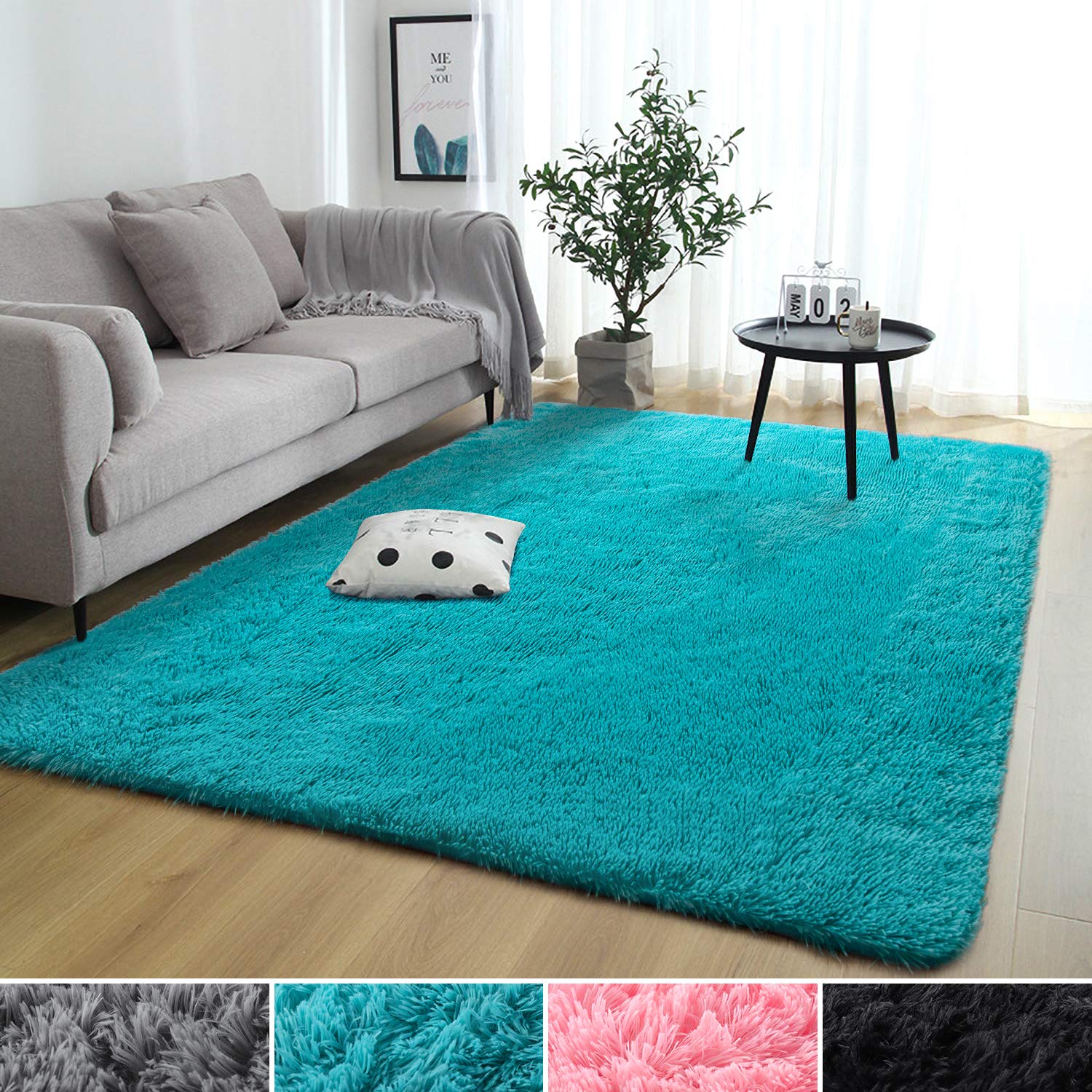 4x6 Black Modern Indoor Shaggy Fur Area Floor Rugs Fluffy Plush Living Room Carpets Home Decor Furry Fur Accent Rug For Man Boys Dorm Nursery Kids Room Joyfeel Soft Bedroom Rugs Rugs