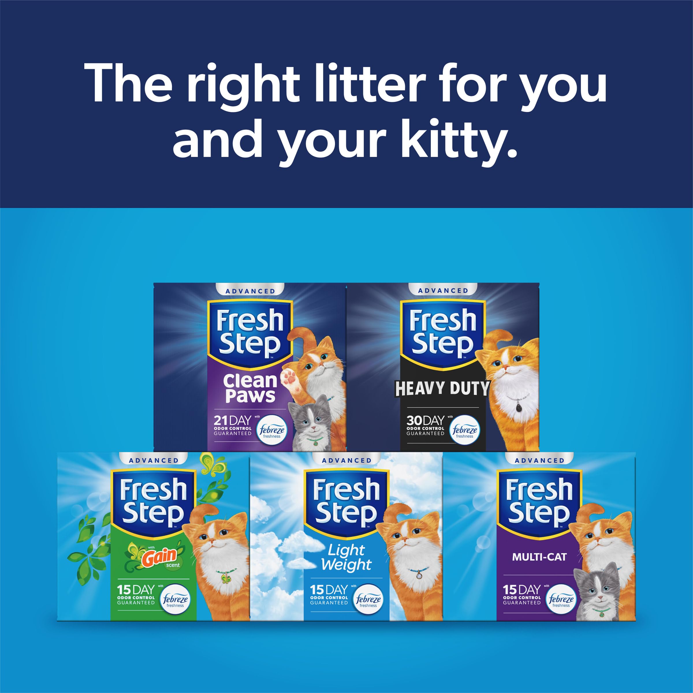 Fresh Step Outstretch Advanced Long Lasting Clumping Litter with Febreze Freshness, Activated Charcoal Litter Lasts 50% Longer, 32 lbs. (2 x 16 lb. Box)