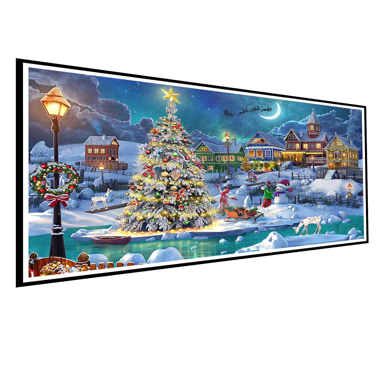 Large 5D Diamond Painting Kits for Adults Beginners,Christmas Diamond Art Full Drill Round Dots,Gem Painting Art Crafts Diamond DIY Kits for Wall Decor Home Office Decoration(31.5in*15.7in) Without