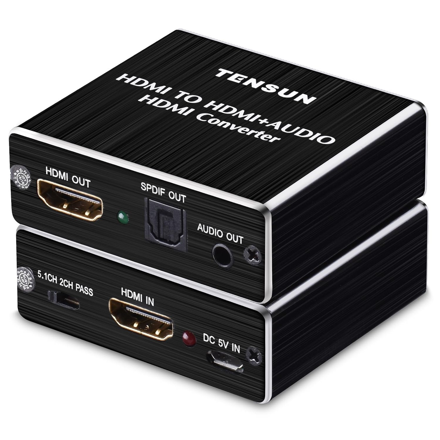אלקטרוניקה Tensun 4K HDMI to HDMI Optical SPDIF TOSLINK Converter Adapter with 3.5mm RCA R/L