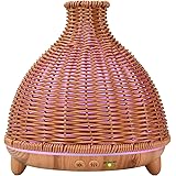 JIYUERLTD 500ml Premium Retro Rattan Essential Oil Diffuser,Ultrasonic Aromatherapy Fragrant Oil Humidifier Vaporizer, 8Hours