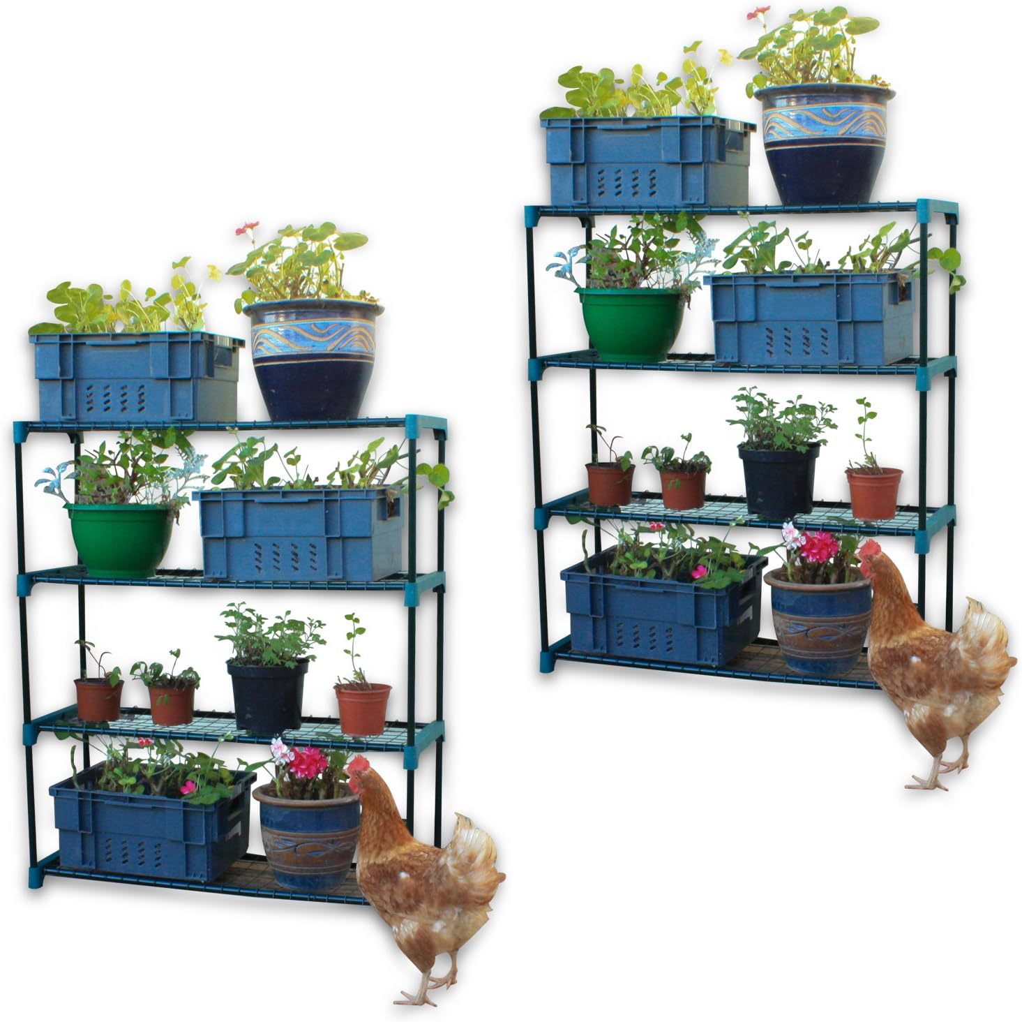 Woodside 4 Tier Staging Shelving Unit 2 PACK for Greenhouse, Garden