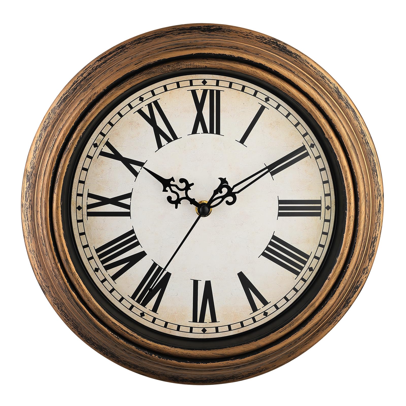 Plumeet Extra Große Wanduhr Klassisch 40.6cm, Ruhige Retro Wanduhr ohne Tickgeräusche für Wohnzimmer, Schlafzimmer, Batteriebetrieben, Römische Zahlen
