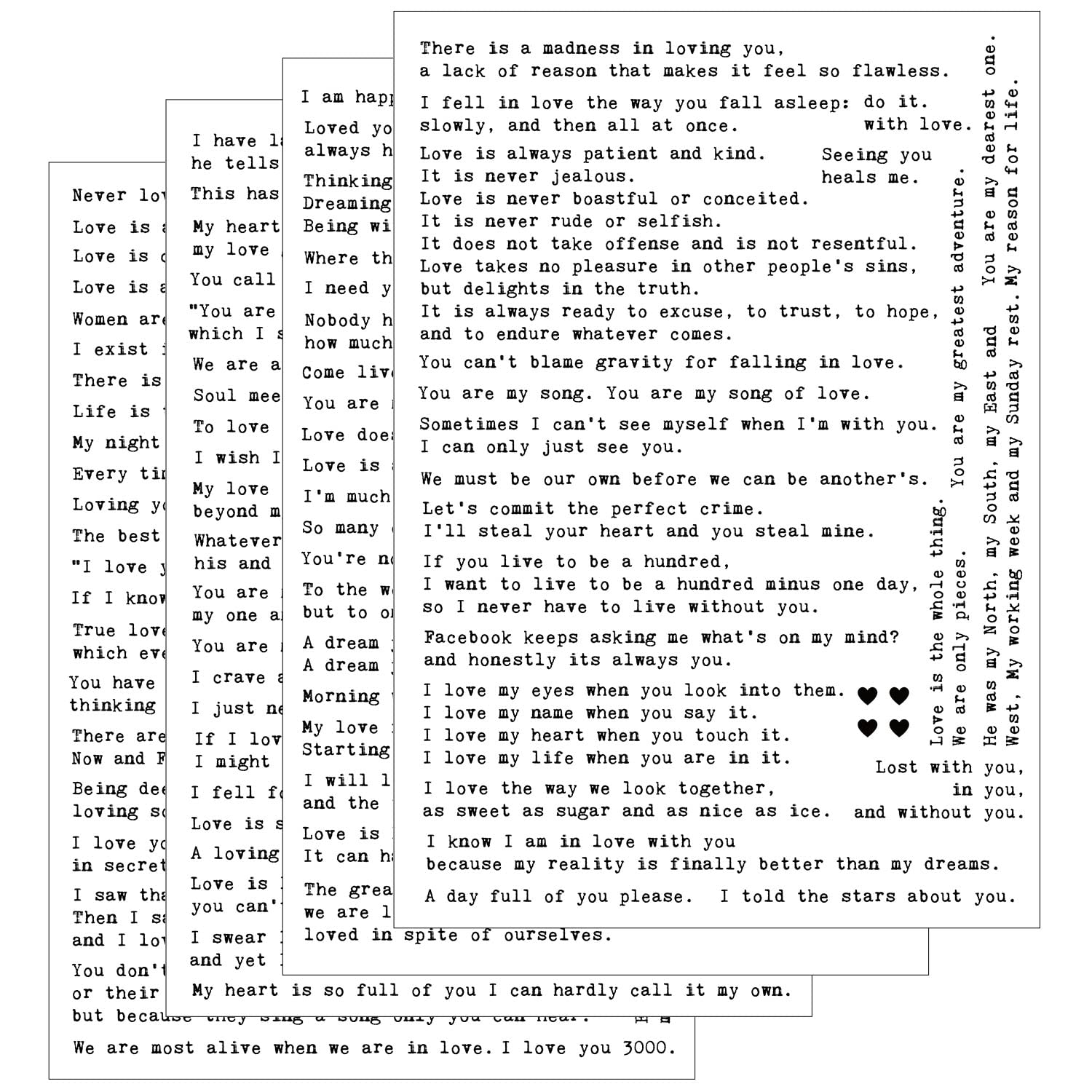 Esland Over 100 Sheets of Stickers with Inspirational Love Quotes for Typewriter Text Planner, Aesthetic Letters, Journal, Scrapbooking, DIY Crafts