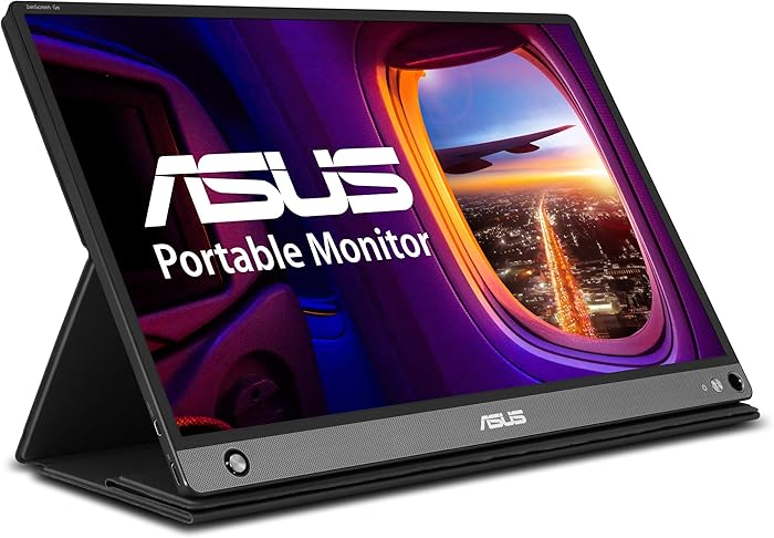Asus Zenscreen Go MB16AHP 15.6" Full HD Portable Monitor IPS Non-Glare Built-in Battery and Speaker Eye Care USB Type-C Micro HDMI W/Foldable Smart Case,Black