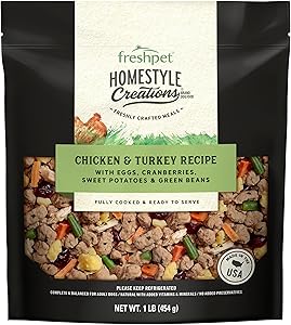 Freshpet Fresh Dog Food, Homestyle Creations Chicken & Turkey Recipe, 1lb.