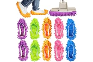 BAIDOON 4 Pcs Shoes Cover Dust Duster, Washable Mop Slippers Shoes for Floor Cleaning, Reusable Microfiber Duster Mops for House, Office, Bathroom, Kitchen Cleaning (2Pairs)