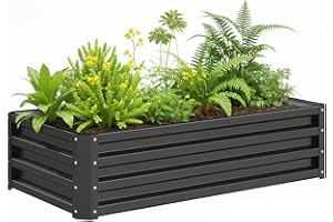 Outsunny 4' x 2' x 1' Raised Garden Bed, Galvanized Steel Planter Box for Vegetables, Flowers, Herbs, Grey