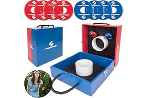 Sportcraft Wooden Washer Toss, 2 Durable Wooden Targets & 8 Weighted Steel washers (4 red, 4 Blue), Hours of Competitive Fun 