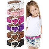Ramede 6 Pcs Girls Belt with Heart Metal Buckle Skinny Kids Leather Belts for Jeans Dress Pants