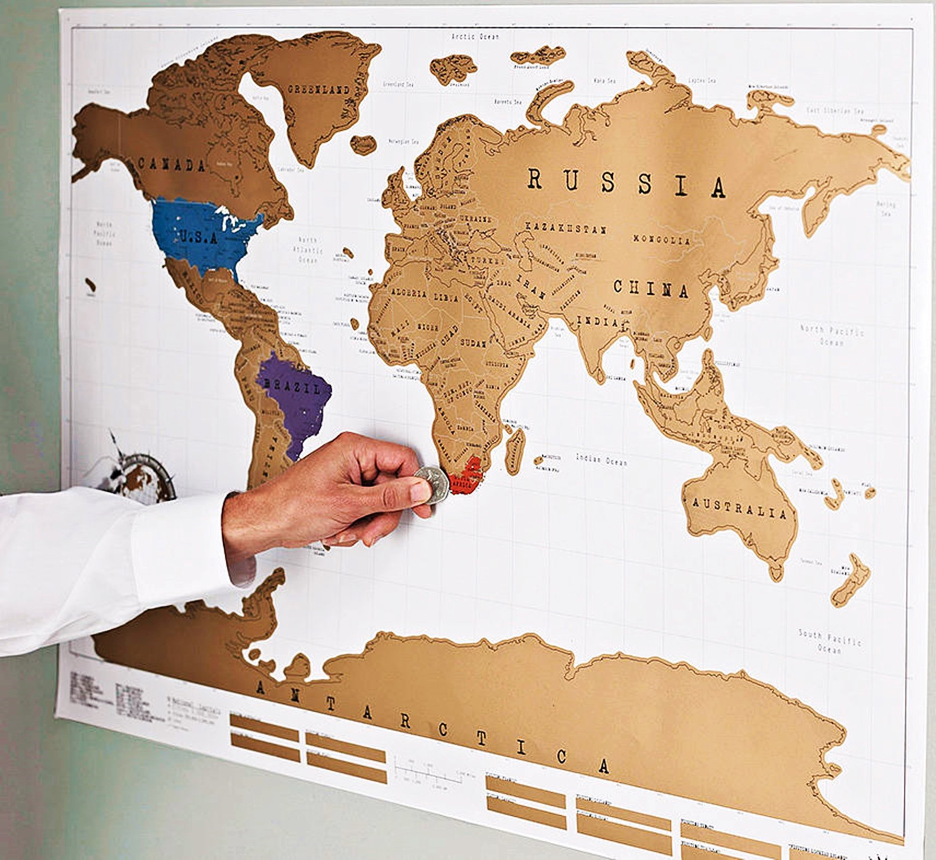 Scratch Off World Map, Easy to Learn Geography, to Track Your Travels and Wonderful for Home Decoration