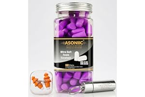 ASONIIC Ultra Soft Foam Ear Plugs 60 Pairs | NRR: 31 dB | SNR: 38 dB | Superior Noise Cancelling Loud Sound Blocking Comforta