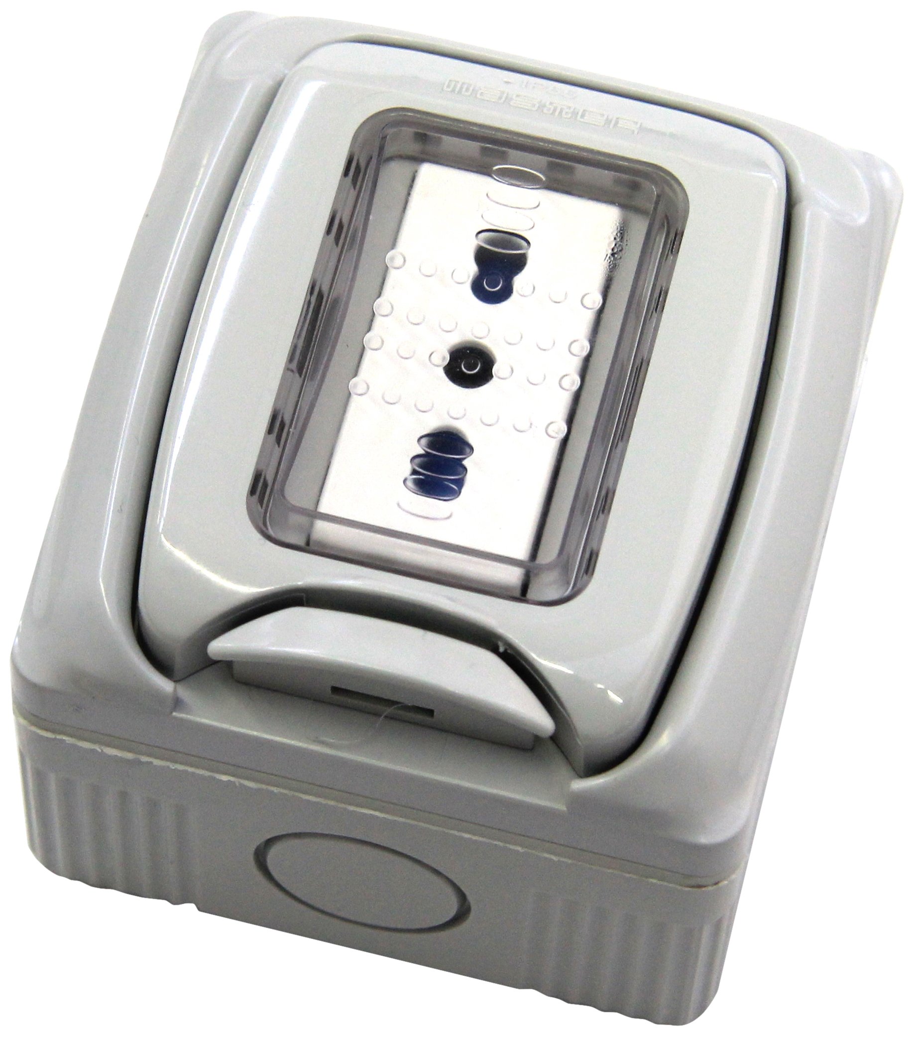 Electraline 60457 Tin Container with Bivalent Socket, White