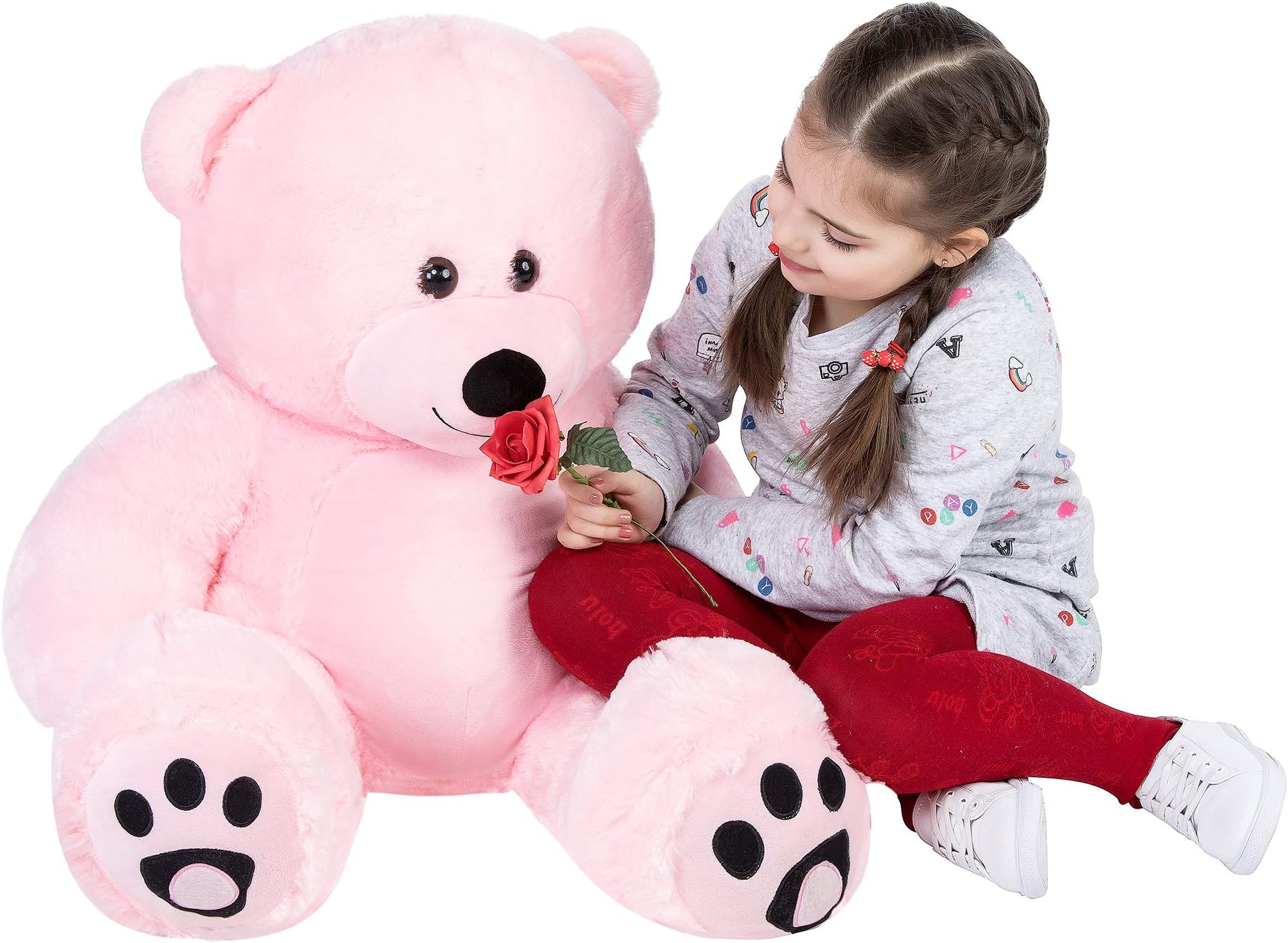 VERCART Giant Huge 3 Foot Teddy Bear Cuddly Stuffed Animals Plush Teddy Bear Toy Doll for Birthday Children's Day Valentine's Day Pink 36 Inches