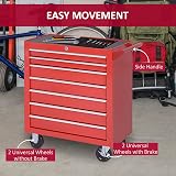 DURHAND 7-Drawer Rolling Tool Chest on Wheels Red Lockable with Side Handle view 5