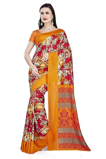 Womens Art Silk Saree with Blouse Piece