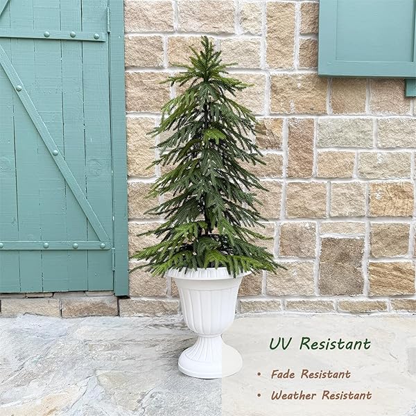 3FT NORFOLK PINE CHRISTMAS TREE UV RESISTANT, 36IN FAUX NORFOLK PINE TREE WITH SOFT REAL TOUCH CLEARLY TEXTURED LEAVES, STURDY ARTIFICIAL PINE TREE FOR PORCH PATIO OUTDOOR DECOR