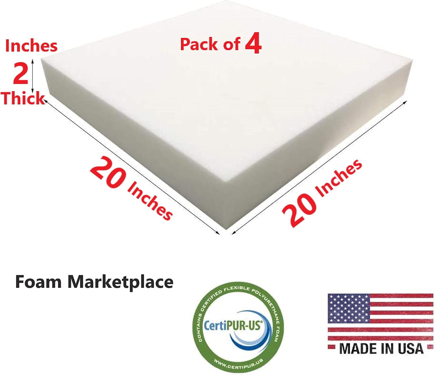 2 Height 20 Width 20 Length Foam Upholstery Density High Marketplace Foam Inches Furniture