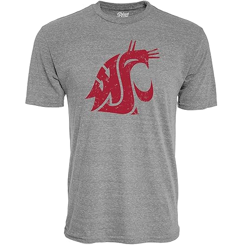 Blue 84 Men's Washington State Cougars Tri-Blend T-Shirt Vintage Icon Heather Grey, Grey, Small