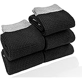 Ait fish Men's 100% Cotton Waffle Knit Crew Casual Socks Lightweight Colorful Dress Socks