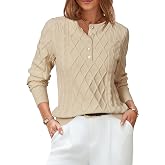 Arach&amp;Cloz Womens Comfy Cotton Blend Cable Knit Casual Sweaters 2025
