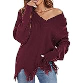 RANPHEE Womens Slouchy Long Sleeve Sweaters Fall Off The Shoulder Cute Baggy Pullover Sweater