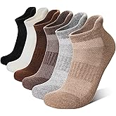 Eyean Merino Wool Ankle Running Socks Men Women Hiking Thick Half Cushioned Support No Show Socks 6 Pairs