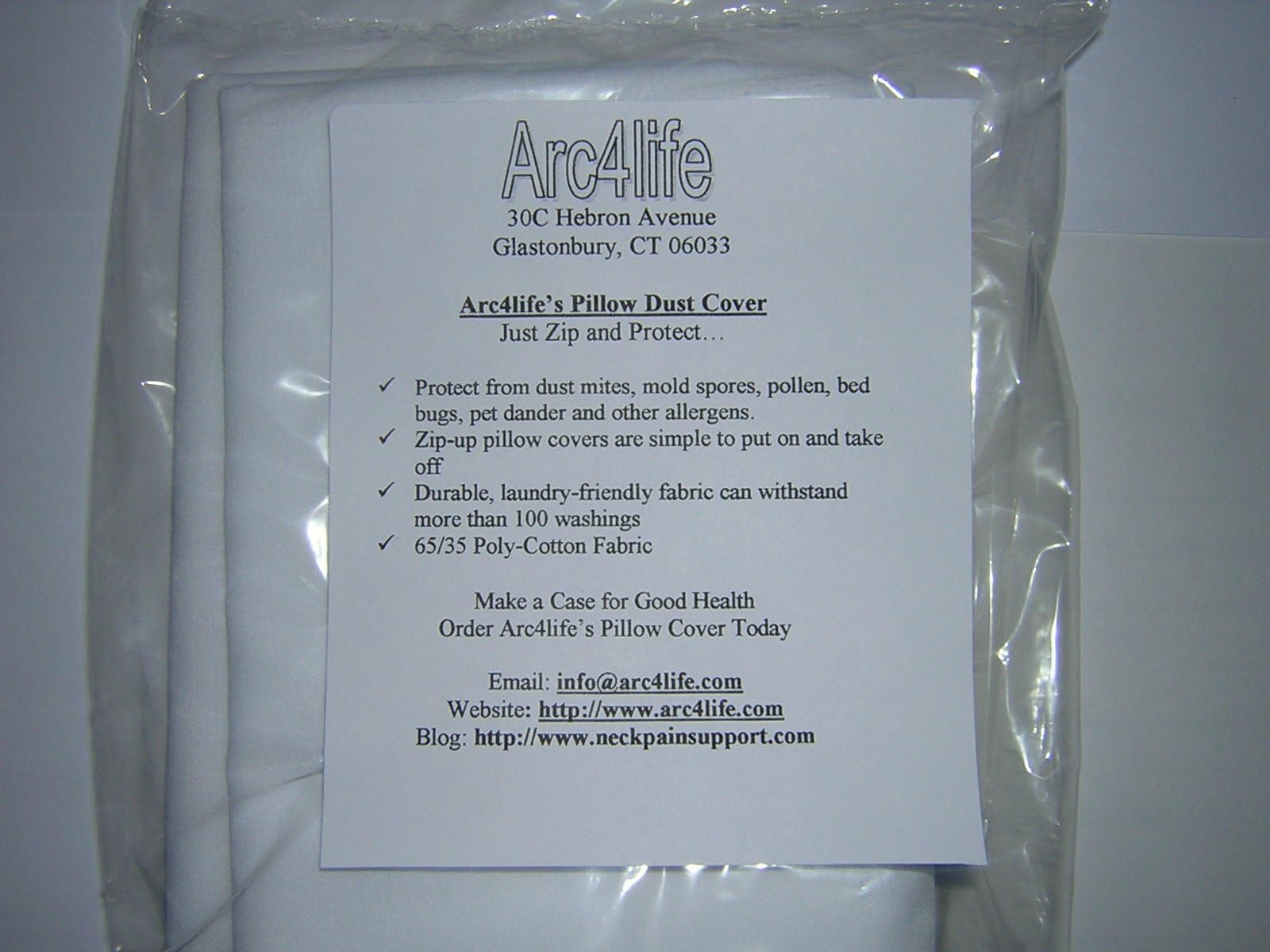 Arc4life Pillow Covers and Protectors for Bed Pillows - Zippered Pillows Cases Protect Your Travel, Queen Standard and King Pillows with Zippers. Dust mite Pillow Cover (White, Medium Dust Cover)