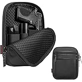 FINPAC Concealed Carry Gun Pouch, Soft Pistol Case Fanny Pack Waist Belt Firearm Bag with Holster for Compact and Subcompact Handgun, Air Gun, Men, Women (Black)