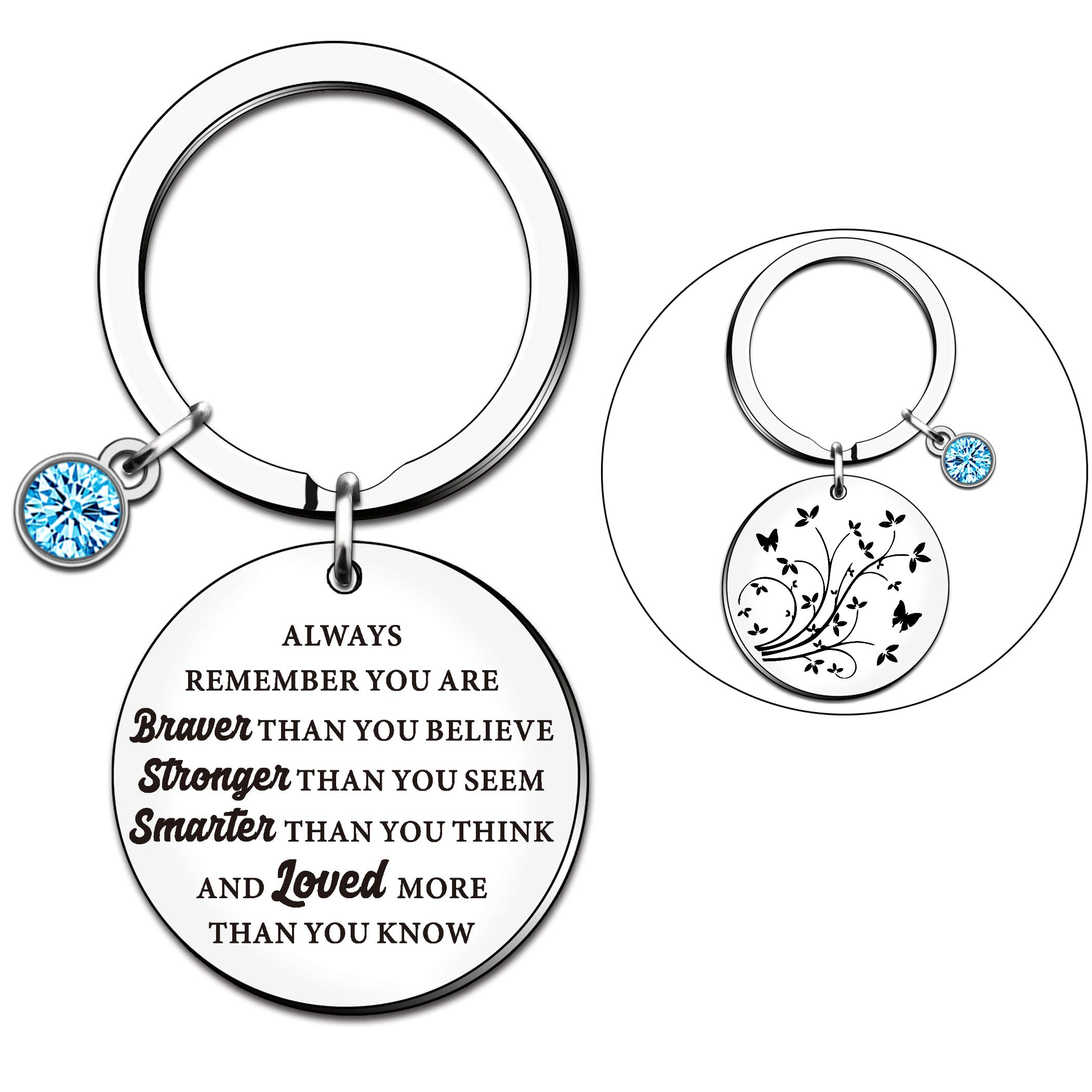 HULALA Inspirational Keyrings Gifts For Men Women Girls Family Best Friends Birthday Christmas Always Remember You Are Braver Than You Believe
