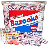 Bazooka Bubble Gum Bulk, 225 Count Tub of Chewing Gum | Individually Wrapped, Old Fashioned 90's Candy for Baseball, Party Fa