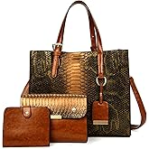 KingTo Women's Crocodile Pattern Satchel Handbags Stylish Tote Handbags crocodile purses for women 3 Pcs Set | Crocodile Pattern, Stylish, crocodile purses, for women