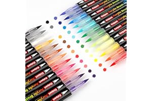 colpart Brush Tip Acrylic Paint Pens-24 Colors Acrylic Paint Markers Calligraphy Art Markers for Lettering,Card Making,Rock painting,Stone, Ceramic, Glass, Wood, Canvas, Metal, DIY Art Crafting