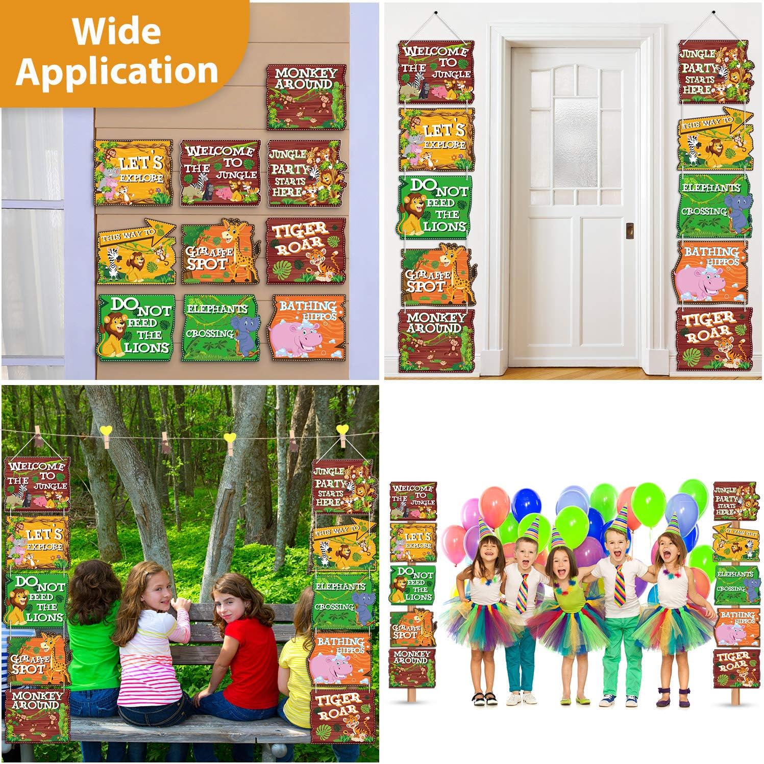 Blulu 10 Pieces Jungle Animals Party Signs Wild Animals Welcome Door Sign Zoo Animals Cutout for Theme Party Birthday Party Baby Shower Supplies - Image 5