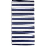 DII Outdoor Rug Collection Reversible Woven Polypropylene Plastic Straw Mat, 3x6-Feet, Navy & White