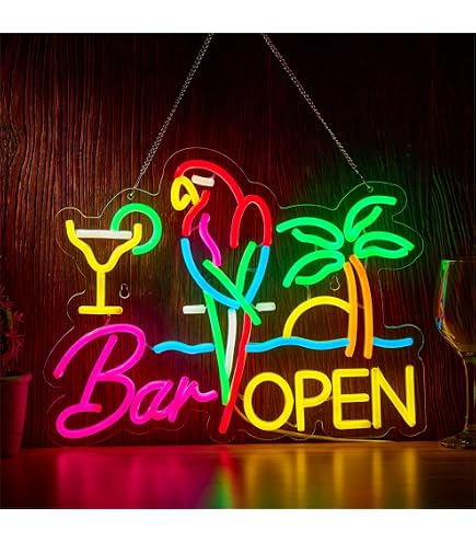Enseigne Néon LED Bar Ouvert Palmier USB - Décoration Murale Lumineuse Pour Pub Cave Man Cave