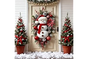 Christmas Front Door Decor - Wreaths for Front Door Mural,Snowman Cute Home DecorArtificial Large Party Supplies,Festival Ban
