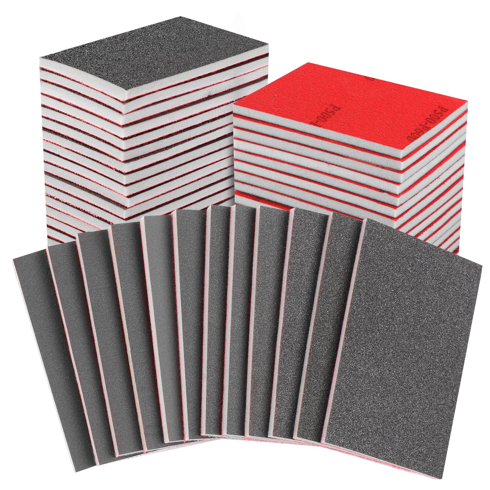 Photo 1 of 24PCS 3 x 4 Inch Sanding Sponge Set, 120-3000 Grit Soft Foam Hand Sander Block, Hook & Loop Wet Dry Sanding Sponges for Metal Wooden Furniture Drywall Sheetrock and Model Polishing