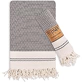 Evelynen Turkish Hand Towels for Bathroom & Kitchen Towels Decorative Set of 2 | Boho Farmhouse Hand Towels with Hanging Loops for Face, Tea, Dish, Kitchen & Bath | (16" x 32" - Black)