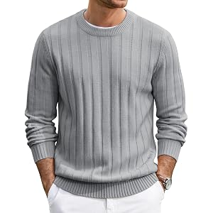 COOFANDY Men's Crewneck Sweater Warm Ribbed Knit Slim Fit Pullover | Soft Knit Fabric,Ribbed Texture,Crew Neck Design,Slim Fi